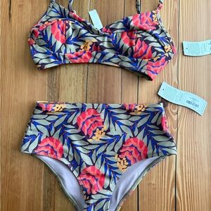 Colorful Leaf Print Bikini Set